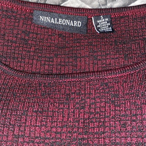 Nina Leonard Wine Red Bell Sleeve Ribbed Sweater Dress NWT - Picture 6 of 12